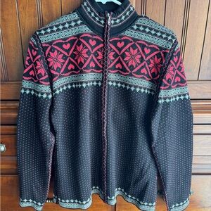 Obermeyer Black and Red Patterned Cardigan